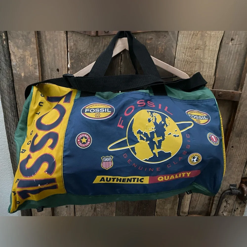 Fossil Vintage 90s Outdoor Gear Duffle Bag Colorblock Multicolor Overnight Tote - Picture 1 of 16